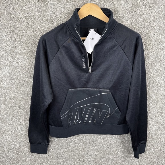Nike Sportswear 1/4 Zip Fleece Sweatshirt DC0781-010 Women's Small Loose Fit NEW - Picture 1 of 7